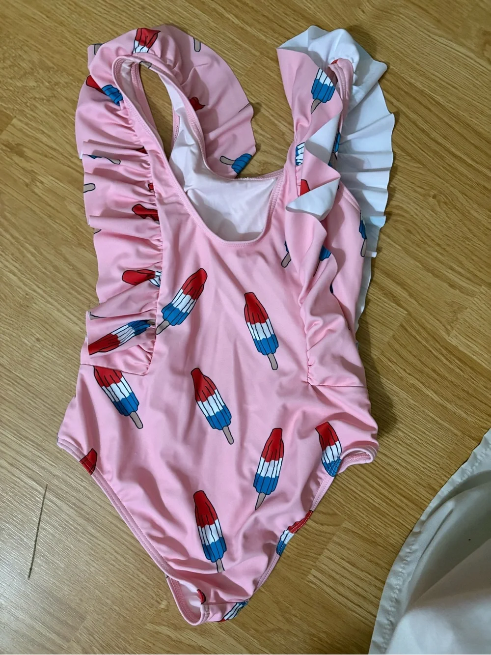 Lola + The Boys Pink Ruffle One-Piece with Popsicle Print